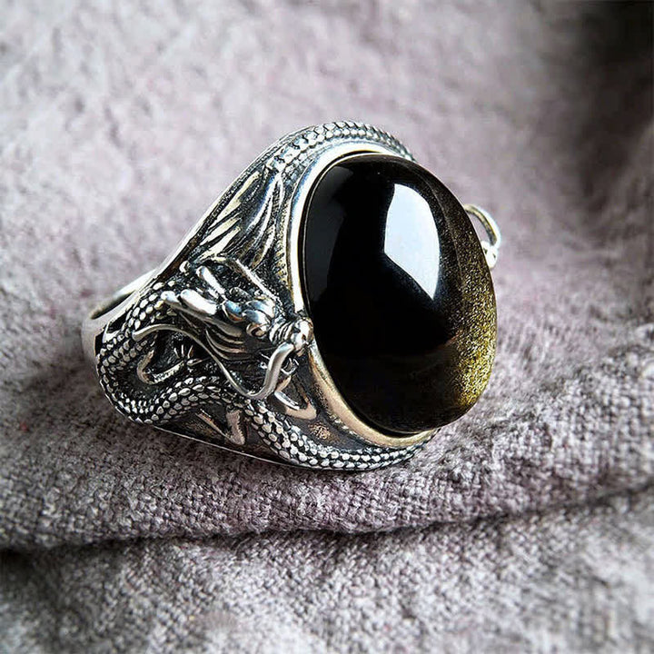 Buddha Stones Copper Black Onyx Adjustable Protection Ring - Copper(Wealth♥Luck) - image 0