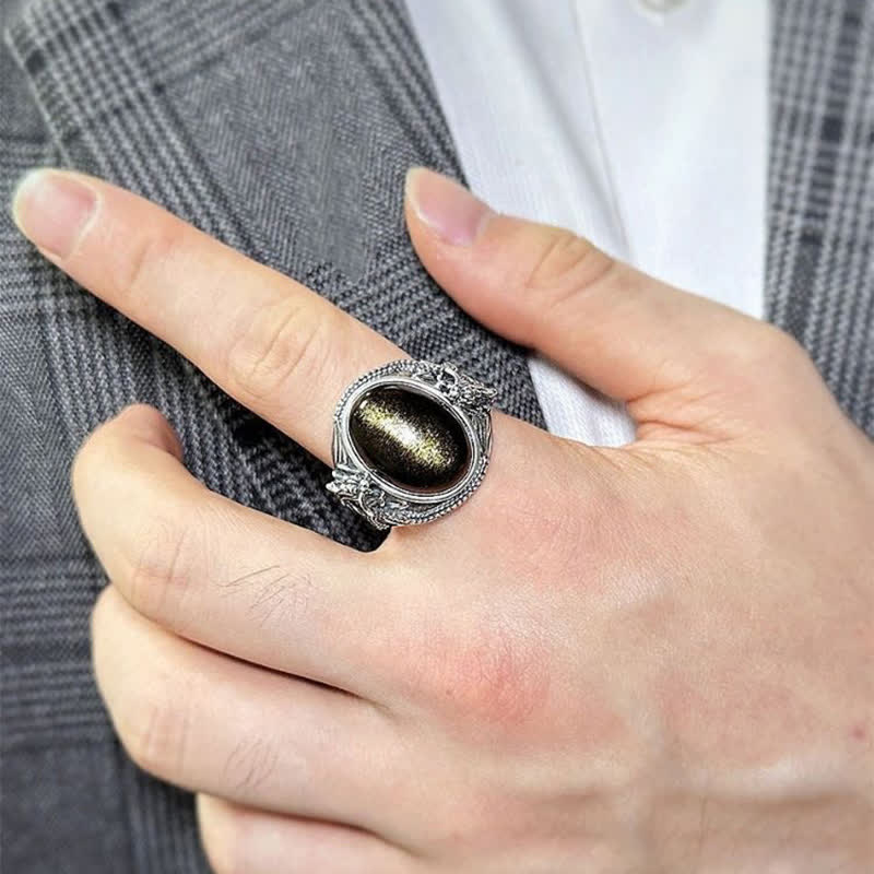 Buddha Stones Copper Black Onyx Adjustable Protection Ring - image 2