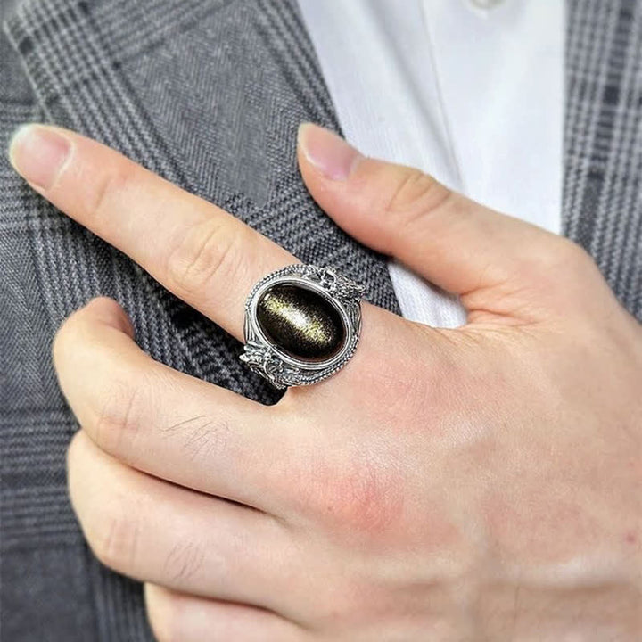 Buddha Stones Copper Black Onyx Adjustable Protection Ring - image 2