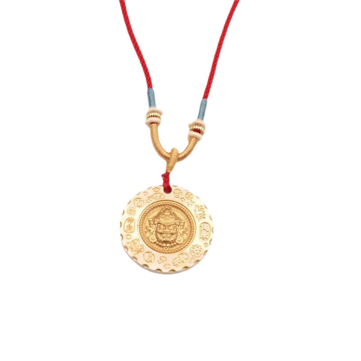 Buddha Stones Tibet Yellow Jambhala God of Wealth Alloy Protection Necklace Pendant - image 10