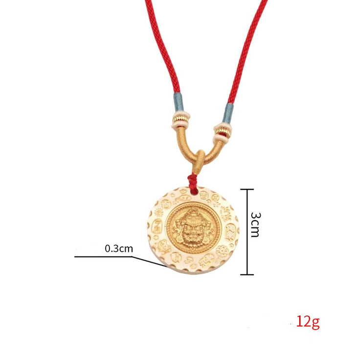 Buddha Stones Tibet Yellow Jambhala God of Wealth Alloy Protection Necklace Pendant - image 9