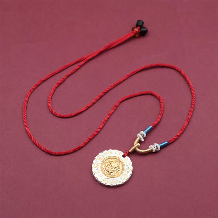 Buddha Stones Tibet Yellow Jambhala God of Wealth Alloy Protection Necklace Pendant - image 2