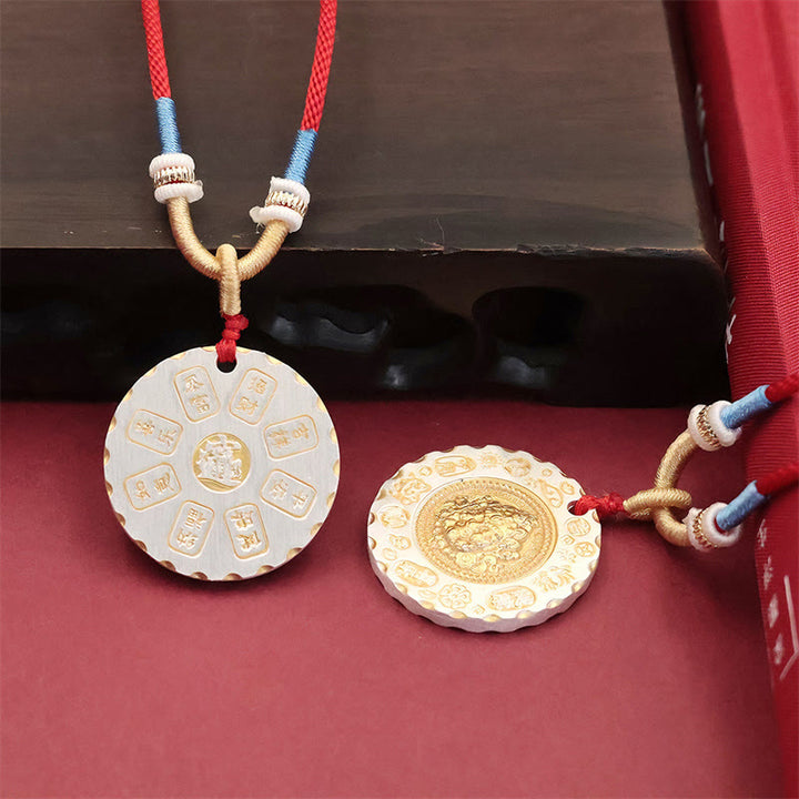 Buddha Stones Tibet Yellow Jambhala God of Wealth Alloy Protection Necklace Pendant - image 6