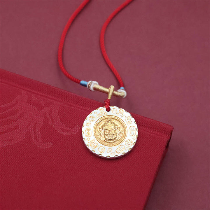 Buddha Stones Tibet Yellow Jambhala God of Wealth Alloy Protection Necklace Pendant - image 7