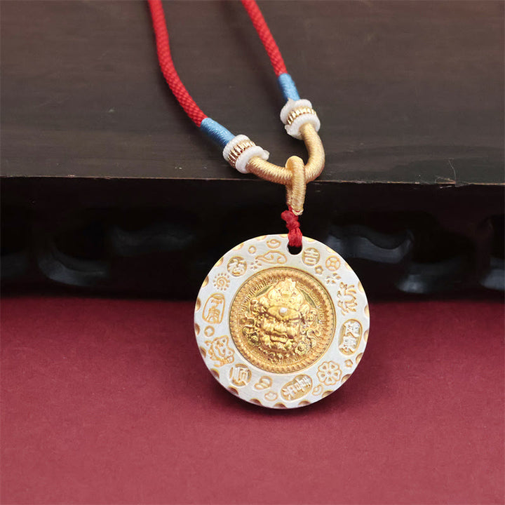Buddha Stones Tibet Yellow Jambhala God of Wealth Alloy Protection Necklace Pendant - Yellow Jambhala - image 0