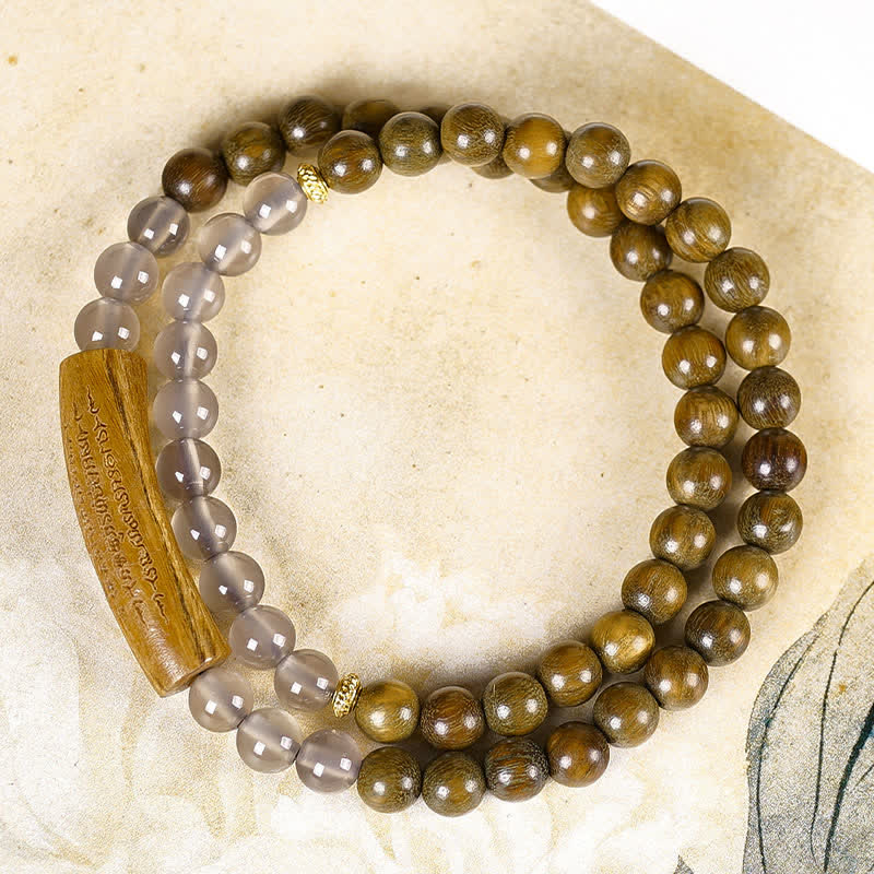 Buddha Stones Red Agate Green Aventurine Five Buddhist Precepts Double Wrap Balance Bracelet - image 14