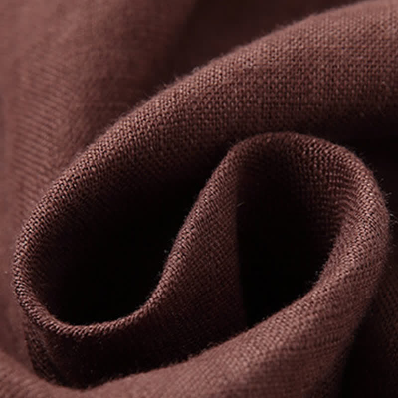 Buddha Stones Spring Summer Minimalist Button-Up Solid Linen Men's Elbow-Length Sleeve Shirt - image 8