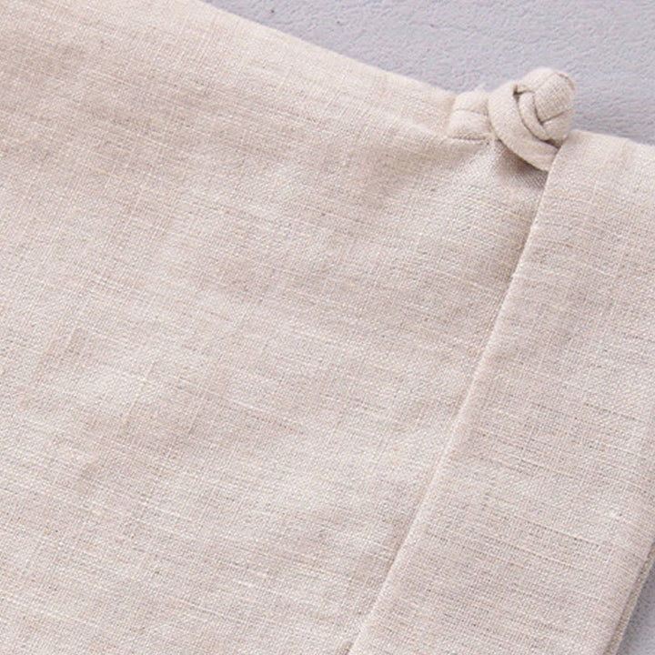 Buddha Stones Spring Summer Minimalist Button-Up Solid Linen Men's Elbow-Length Sleeve Shirt - image 4