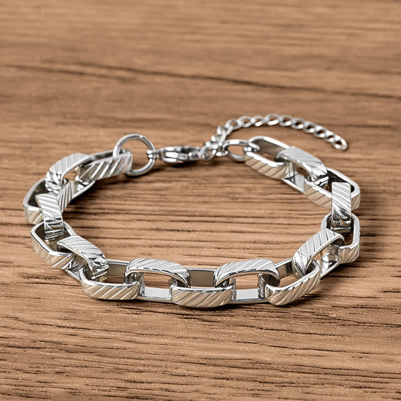 Buddha Stones Chain Chunky Braided Strengthen Cuban Bracelet - Titanium Steel(Wrist Circumference: 17-22cm) - image 0