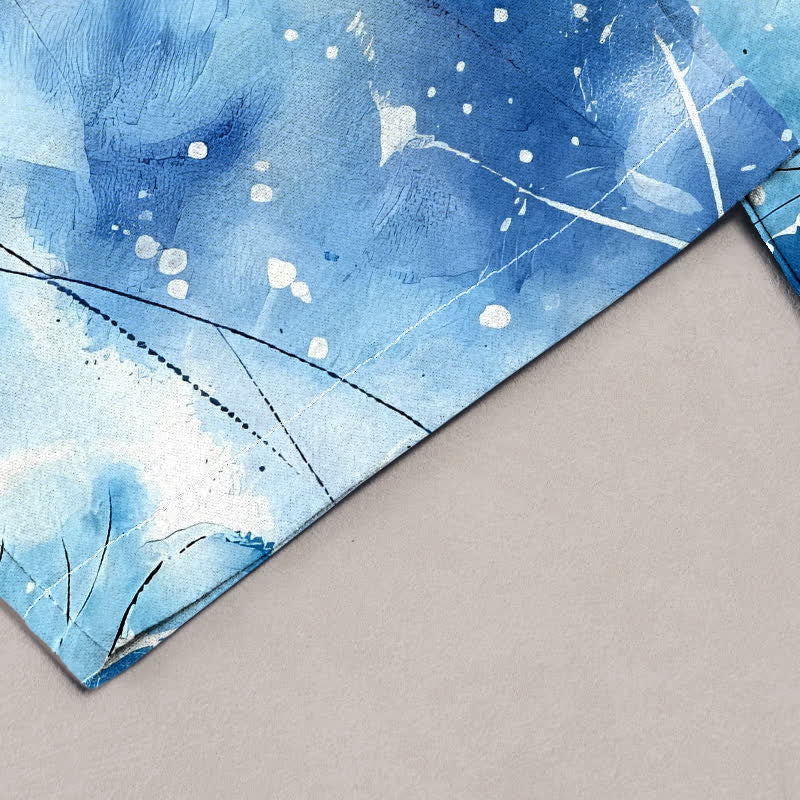 Buddha Stones Pure Cotton Watercolor Lotus Pattern Women's Elastic Waist Pants With Pockets - image 1