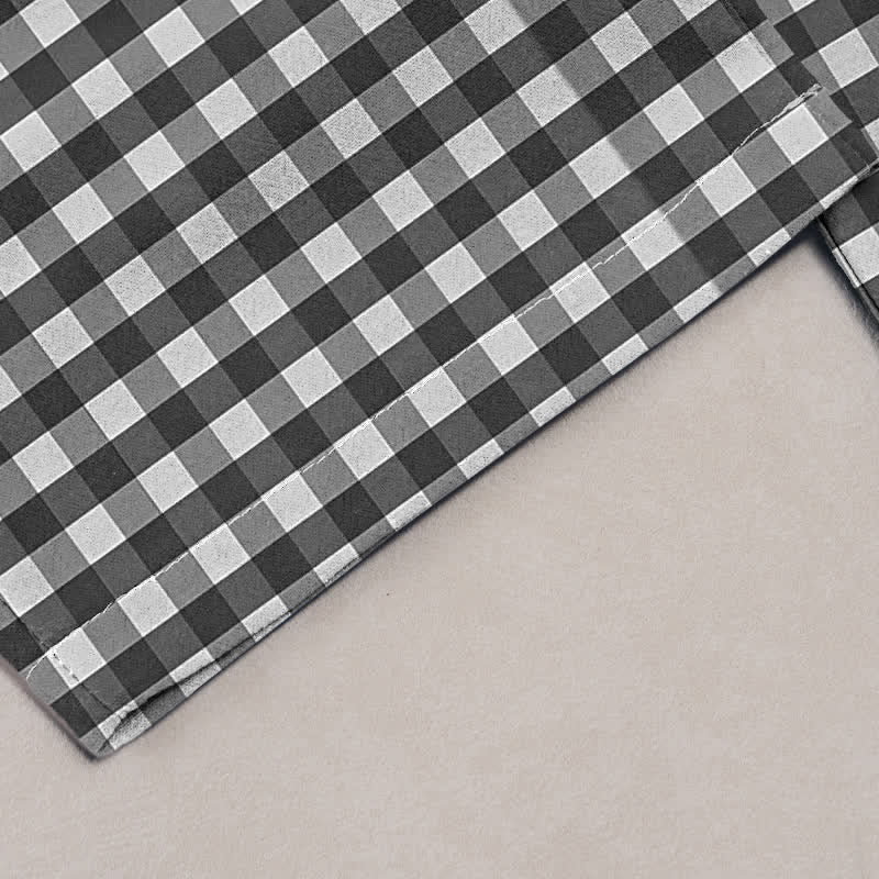 Buddha Stones Cotton Classic Gingham Pattern Women's Elastic Waist Pants With Pockets - image 1