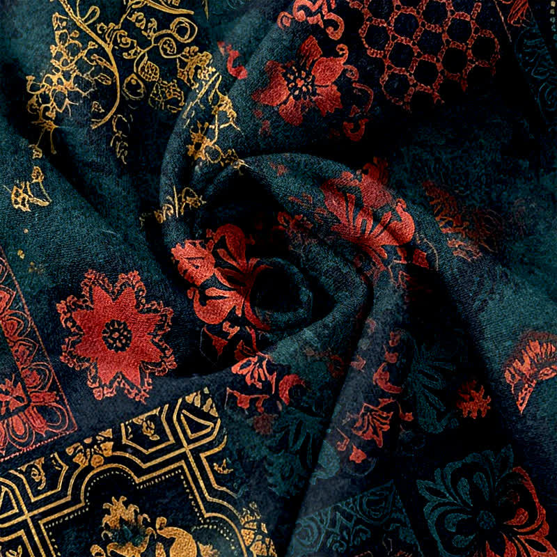Buddha Stones Cotton Floral Pattern Women's Elastic Waist Pants With Pockets - image 3