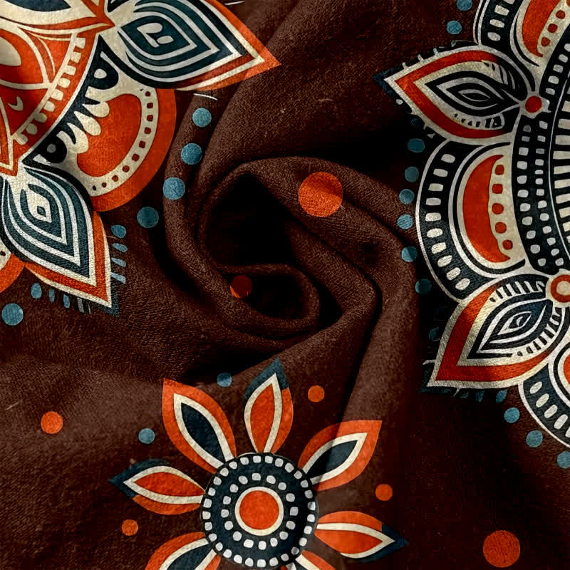 Buddha Stones Pure Cotton Mandala Floral Pattern Women's Elastic Waist Pants With Pockets - image 2
