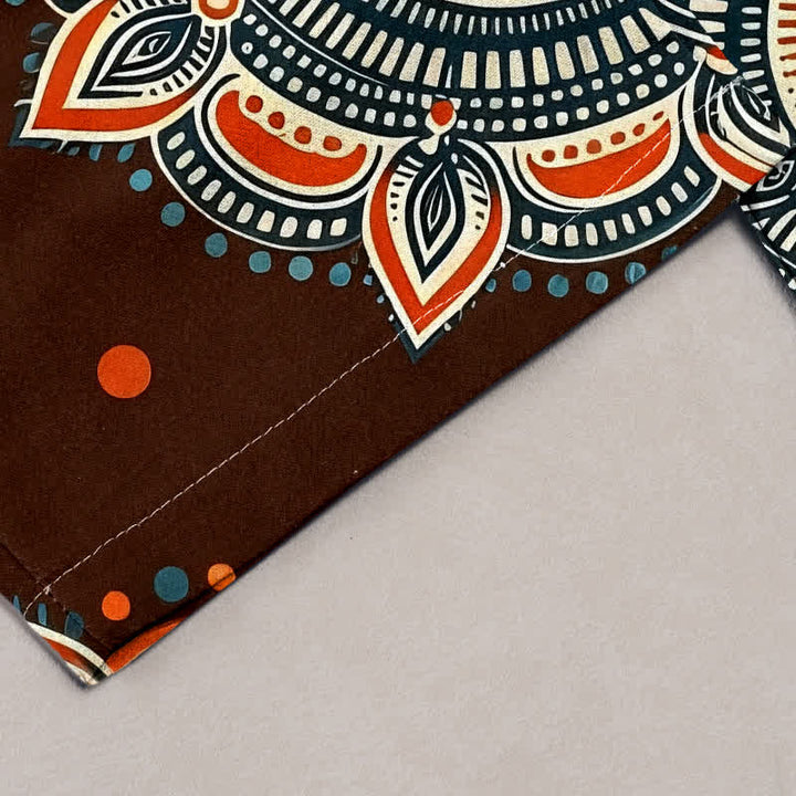 Buddha Stones Pure Cotton Mandala Floral Pattern Women's Elastic Waist Pants With Pockets - image 1