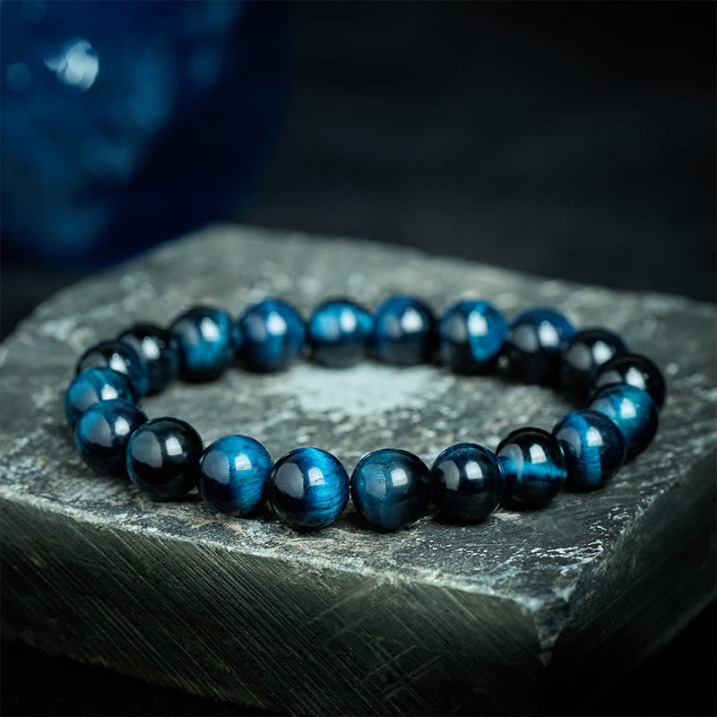 Buddha Stones Natural Blue Tiger's Eye Bead Protection Bracelet - 12mm Tiger's Eye(Wrist Circumference: 17-18cm) - image 0