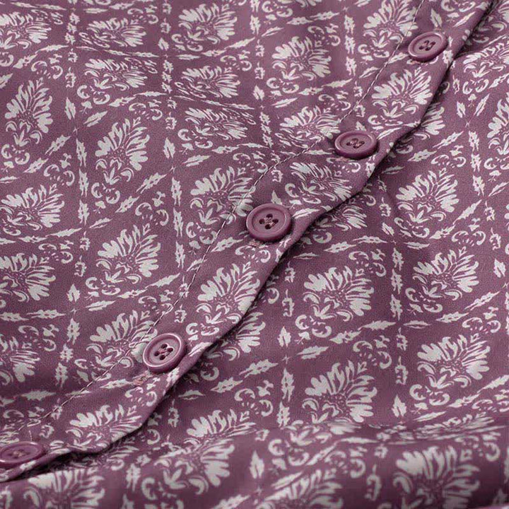 Buddha Stones Summer Drawstring Button-Up Floral Print Women's Short Sleeve Dress With Pockets - image 4