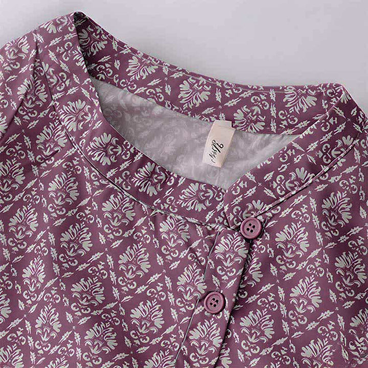 Buddha Stones Summer Drawstring Button-Up Floral Print Women's Short Sleeve Dress With Pockets - image 3