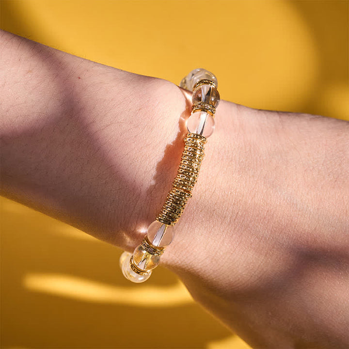 Buddha Stones Natural Clear Quartz Citrine Money For The Journey Protection Bracelet - image 9