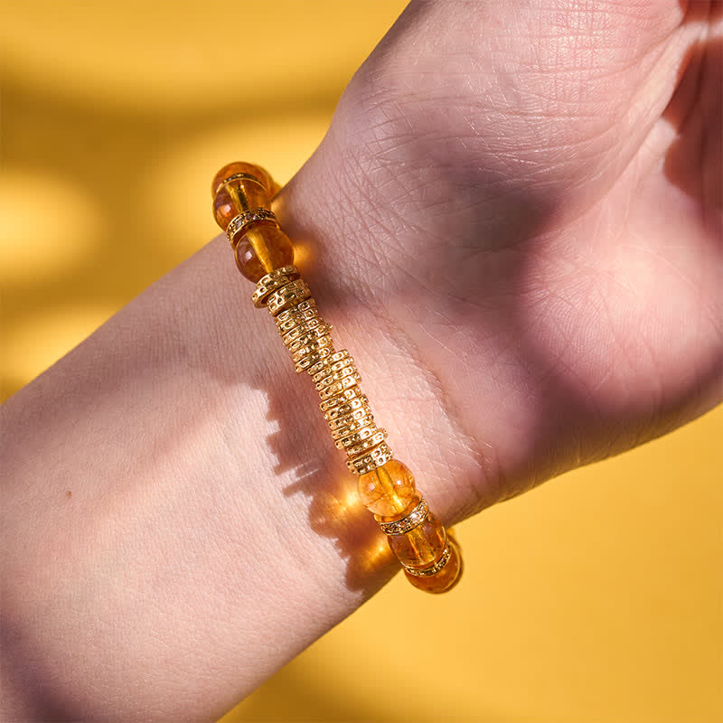 Buddha Stones Natural Clear Quartz Citrine Money For The Journey Protection Bracelet - image 14