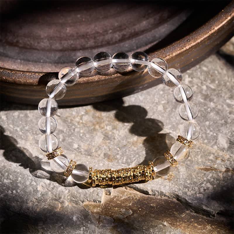 Buddha Stones Natural Clear Quartz Citrine Money For The Journey Protection Bracelet - image 1