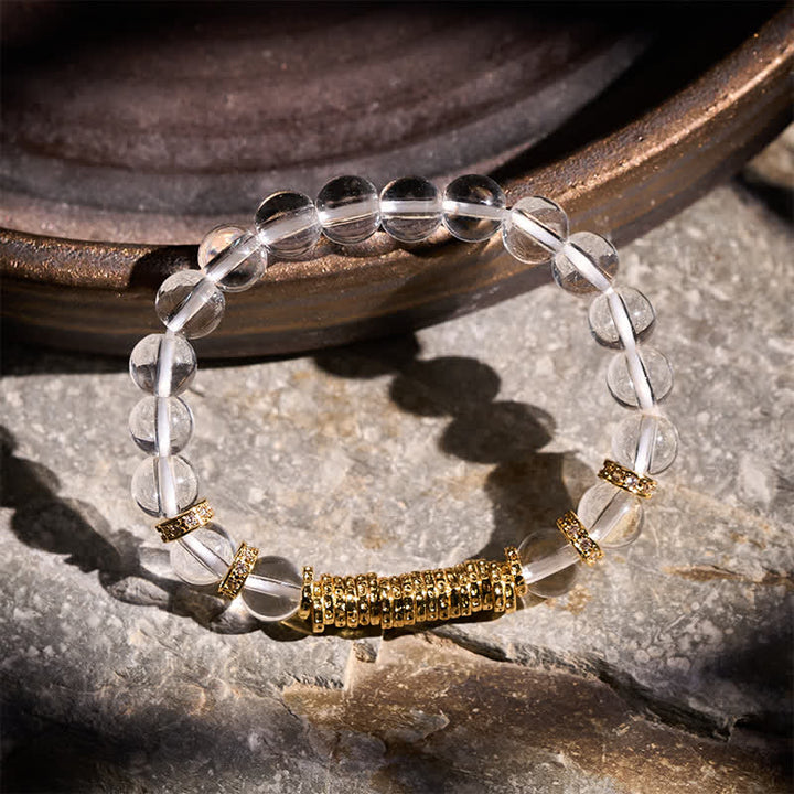 Buddha Stones Natural Clear Quartz Citrine Money For The Journey Protection Bracelet - image 1
