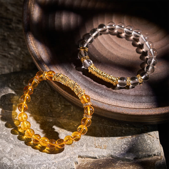 Buddha Stones Natural Clear Quartz Citrine Money For The Journey Protection Bracelet - image 17