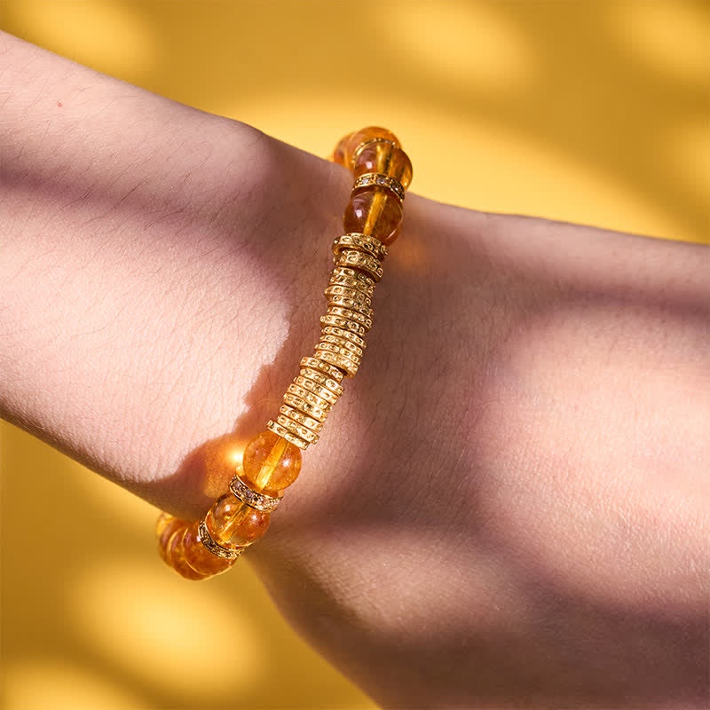 Buddha Stones Natural Clear Quartz Citrine Money For The Journey Protection Bracelet - image 15