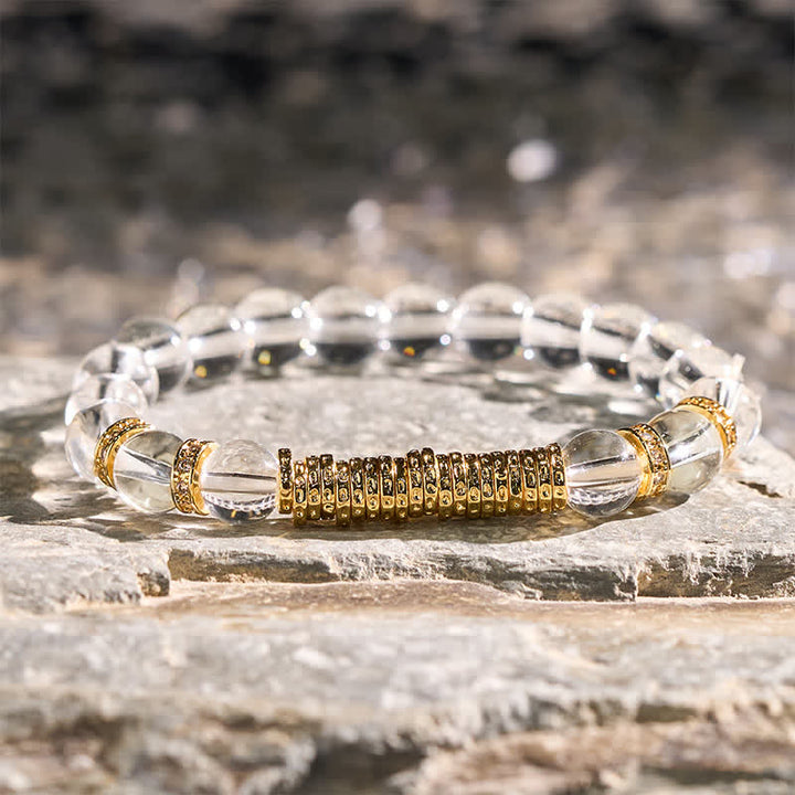 Buddha Stones Natural Clear Quartz Citrine Money For The Journey Protection Bracelet - Clear Quartz(Wrist Circumference:14–15 cm) - image 0
