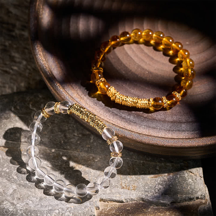 Buddha Stones Natural Clear Quartz Citrine Money For The Journey Protection Bracelet - image 16