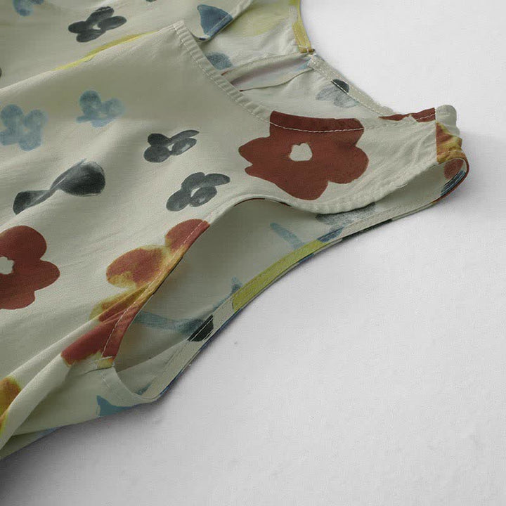 Buddha Stones Summer Washed Watercolor Floral Print Women's Sleeveless Dress - image 15