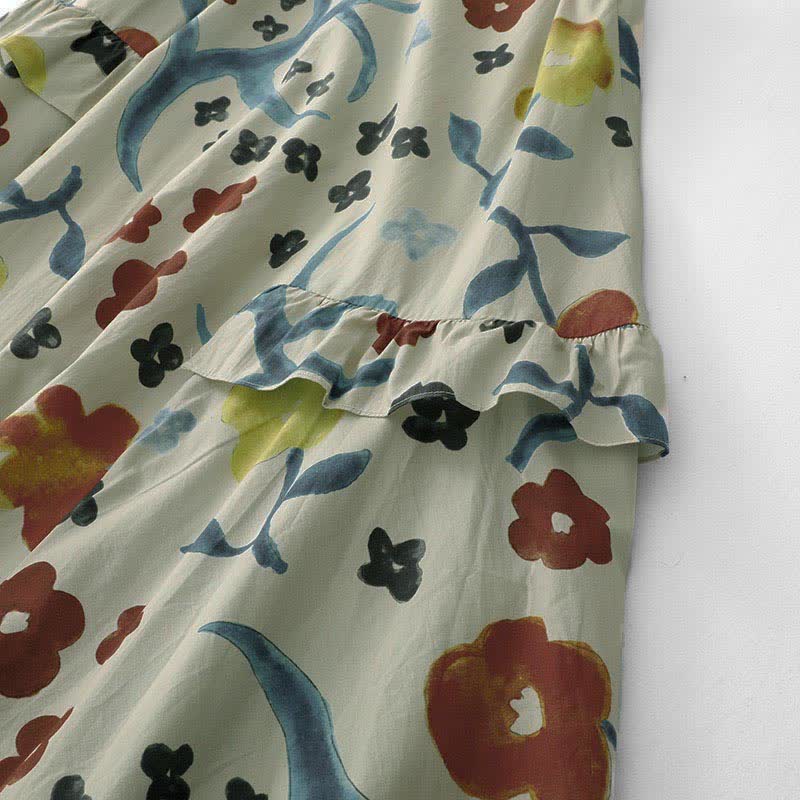 Buddha Stones Summer Washed Watercolor Floral Print Women's Sleeveless Dress - image 16