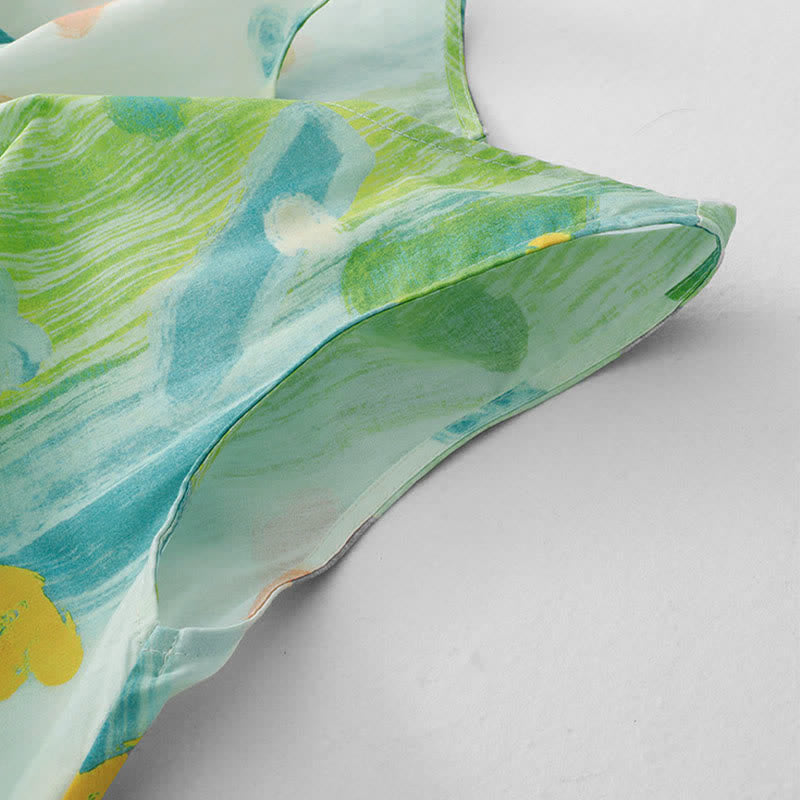 Buddha Stones Summer Washed Watercolor Floral Print Women's Sleeveless Dress - image 4