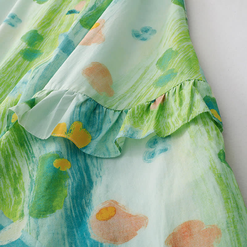 Buddha Stones Summer Washed Watercolor Floral Print Women's Sleeveless Dress - image 7