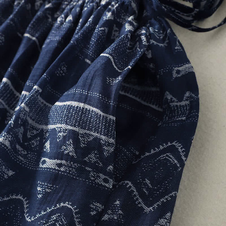 Buddha Stones Summer Boho Drawstring Ethnic Print Women's Summer Sleeveless Dress With Pockets - image 6