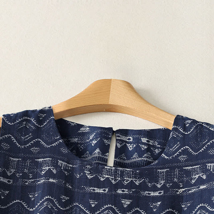 Buddha Stones Summer Boho Drawstring Ethnic Print Women's Summer Sleeveless Dress With Pockets - image 3