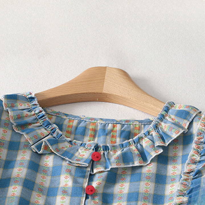 Buddha Stones Summer Button-Up Drawstring Gingham Women's Summer Sleeveless Dress With Pockets - image 2