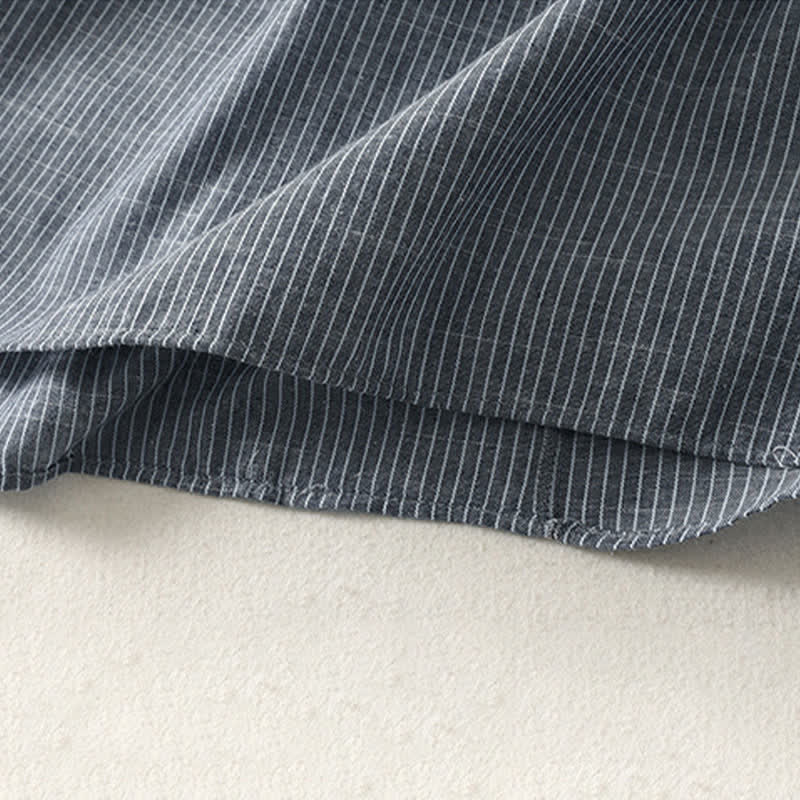 Buddha Stones Summer Minimalist Button-Up Drawstring Striped Women's Sleeveless Dress - image 6