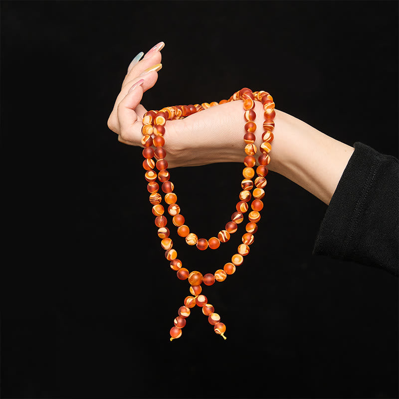 Buddha Stones 108 Tibetan Amber Round Beads Clear Anxiety Mala - image 4