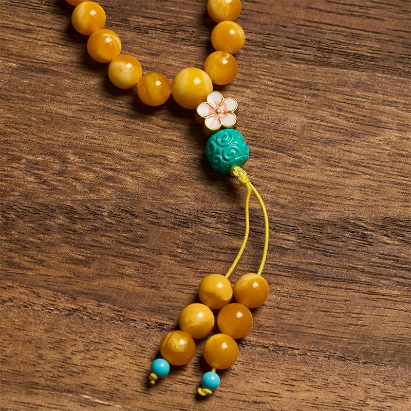 Buddha Stones 108 Beads Tibetan Amber Om Mani Padme Hum Mala - image 5