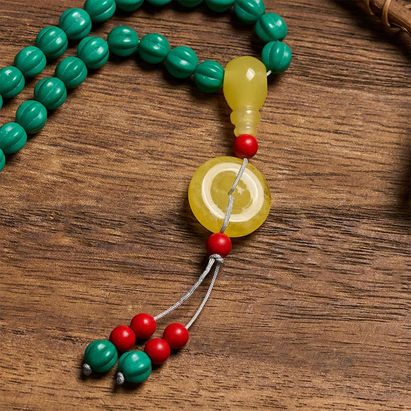 Buddha Stones Tibetan 108 Beads Turquoise Pumpkin Beads Dzi Bead Positive Thinking Mala - image 5