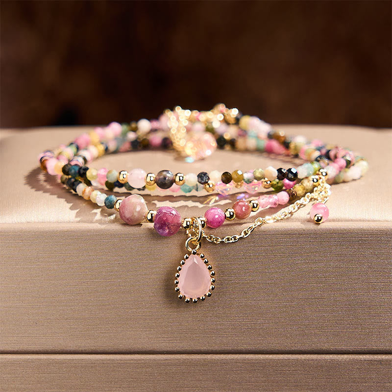 Buddha Stones Natural Tourmaline Triple Wrap Positive Bracelet - Tourmaline(Wrist Circumference:14–15 cm) - image 0