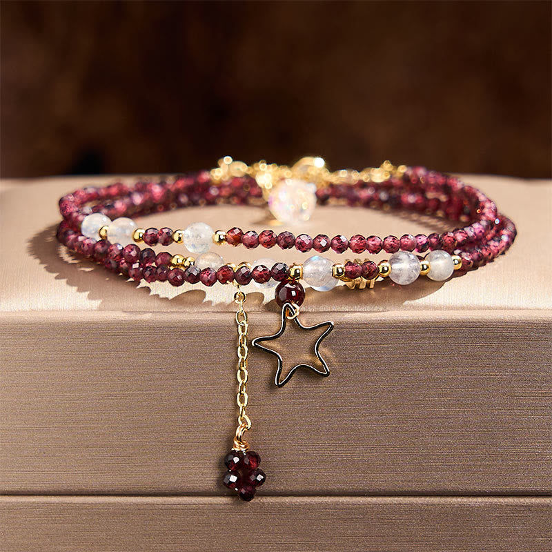 Buddha Stones Natural Garnet Stars Triple Wrap Passion Bracelet - image 1