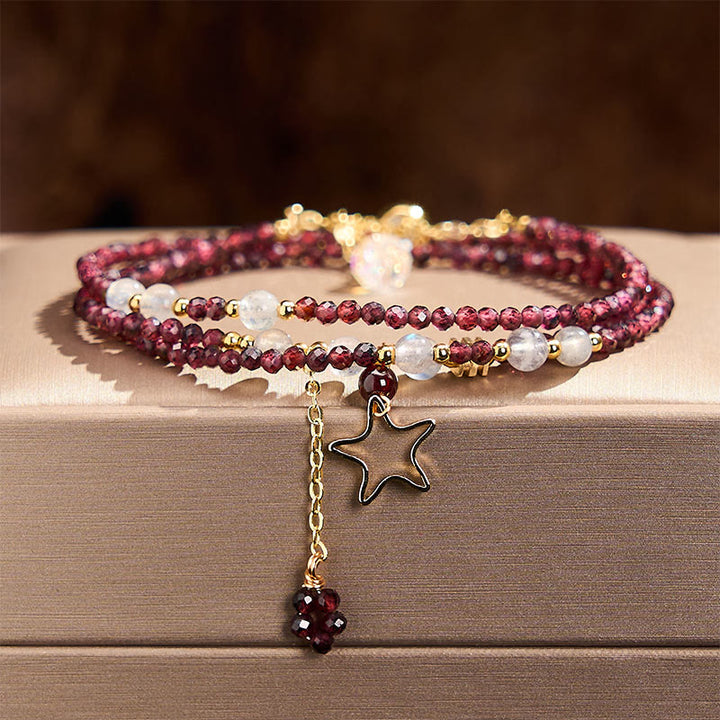 Buddha Stones Natural Garnet Stars Triple Wrap Passion Bracelet - image 1