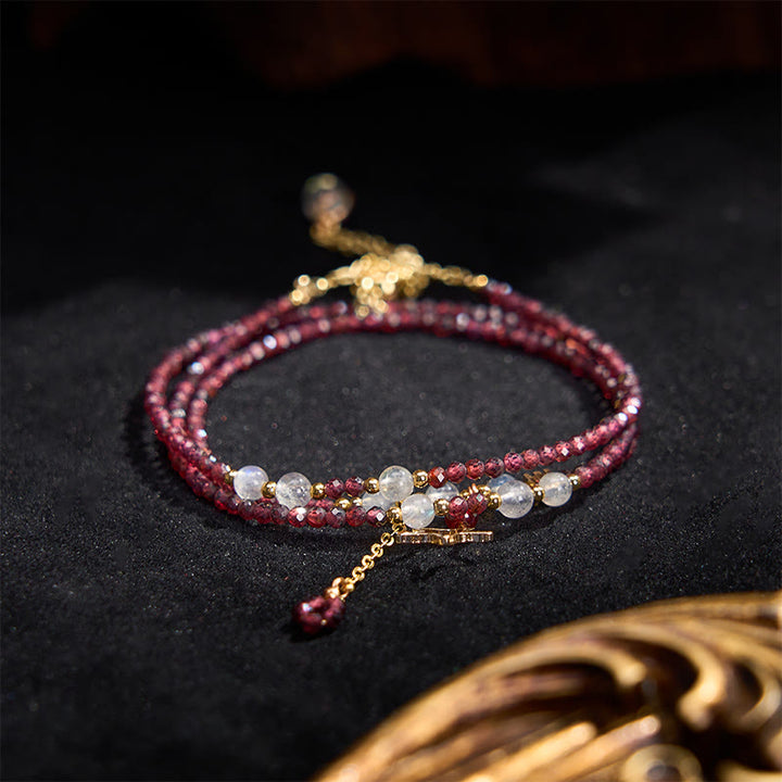 Buddha Stones Natural Garnet Stars Triple Wrap Passion Bracelet - image 2