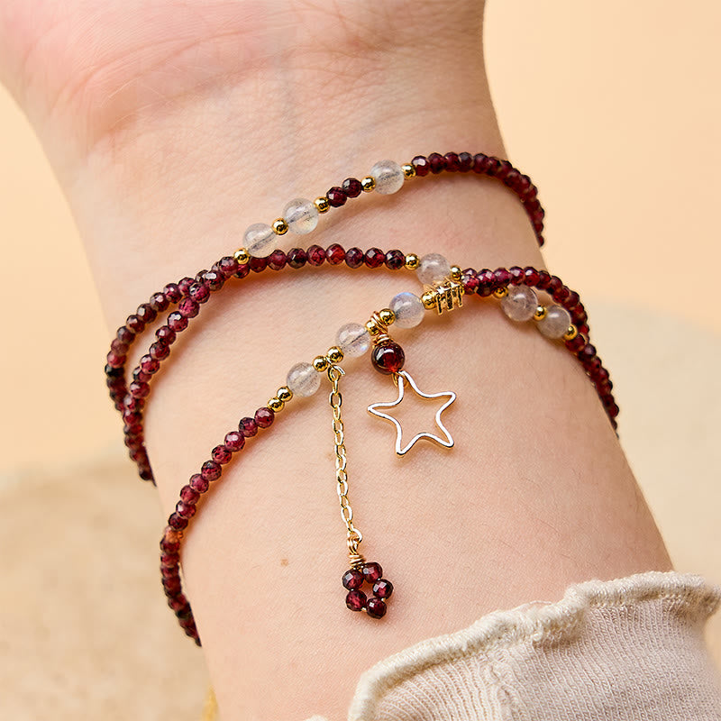 Buddha Stones Natural Garnet Stars Triple Wrap Passion Bracelet - image 4