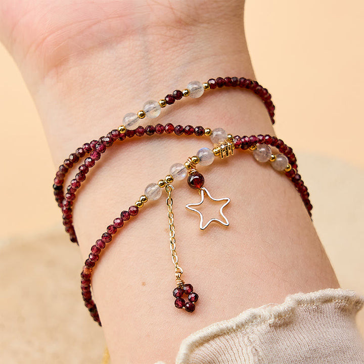 Buddha Stones Natural Garnet Stars Triple Wrap Passion Bracelet - image 4