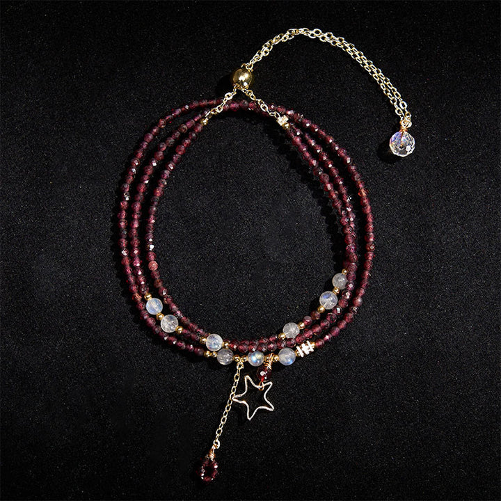 Buddha Stones Natural Garnet Stars Triple Wrap Passion Bracelet - image 3