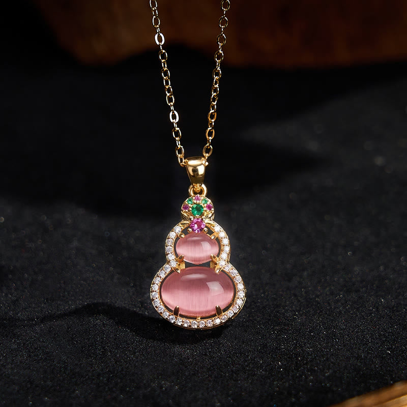 Buddha Stones Pink Chalcedony Gourd Optimism Necklace Pendant - image 2