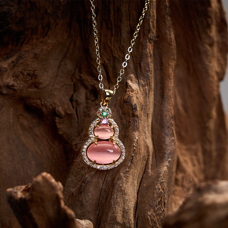 Buddha Stones Pink Chalcedony Gourd Optimism Necklace Pendant - image 8