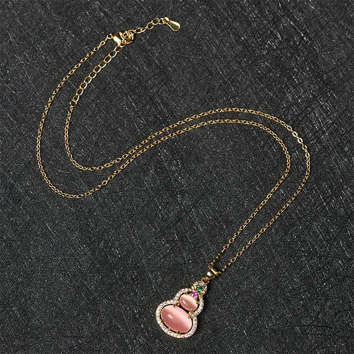 Buddha Stones Pink Chalcedony Gourd Optimism Necklace Pendant - image 4